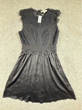 NWT The Loft Women’s Dress Size 2 Black Lace Zip Back